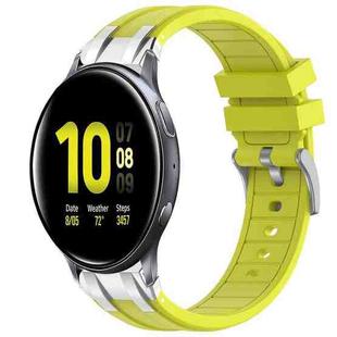 For Samsung Galaxy Watch Active 2 20mm Quick Release Silver Buckle Royal Silicone Watch Band(Vital Yellow)