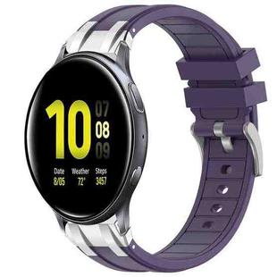 For Samsung Galaxy Watch Active 2 20mm Quick Release Silver Buckle Royal Silicone Watch Band(Purple)