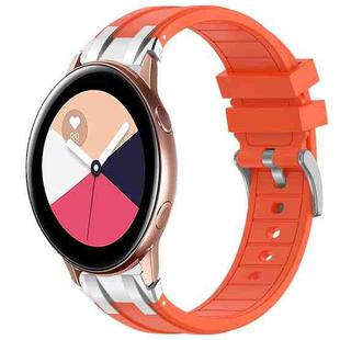 For Samsung Galaxy Watch Active 20mm Quick Release Silver Buckle Royal Silicone Watch Band(Orange)