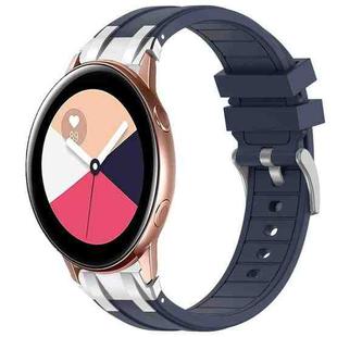 For Samsung Galaxy Watch Active 20mm Quick Release Silver Buckle Royal Silicone Watch Band(Navy Blue)