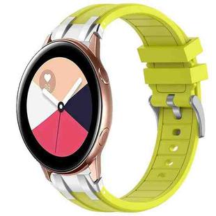 For Samsung Galaxy Watch Active 20mm Quick Release Silver Buckle Royal Silicone Watch Band(Vital Yellow)