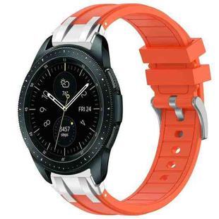 For Samsung Galaxy Watch 42mm 20mm Quick Release Silver Buckle Royal Silicone Watch Band(Orange)