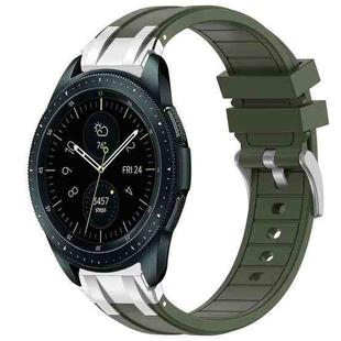 For Samsung Galaxy Watch 42mm 20mm Quick Release Silver Buckle Royal Silicone Watch Band(Olive Green)