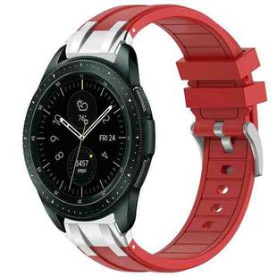 For Samsung Galaxy Watch 42mm 20mm Quick Release Silver Buckle Royal Silicone Watch Band(Red)