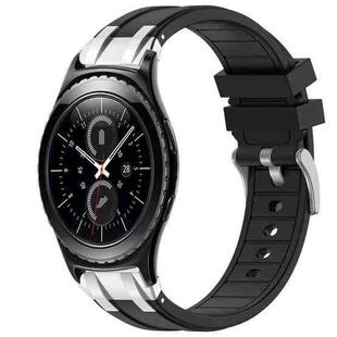 For Samsung Gear S2 Classic 20mm Quick Release Silver Buckle Royal Silicone Watch Band(Black)