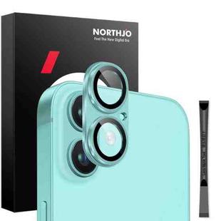 For iPhone 16 / 16 Plus NORTHJO Matte Camera Lens Protector Tempered Glass Rear Lens Film(Cyan)