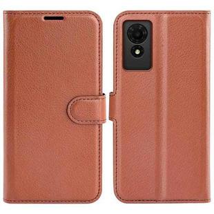 For TCL 501 Litchi Texture Horizontal Flip Leather Phone Case with Holder(Brown)