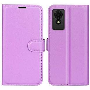 For TCL 501 Litchi Texture Horizontal Flip Leather Phone Case with Holder(Purple)