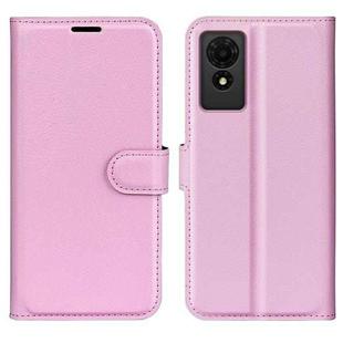 For TCL 501 Litchi Texture Horizontal Flip Leather Phone Case with Holder(Pink)