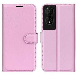 For TCL 50 5G Litchi Texture Horizontal Flip Leather Phone Case with Holder(Pink)