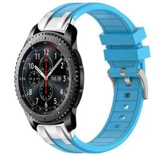 For Samsung Galaxy Gear S3 Frontier 22mm Quick Release Silver Buckle Royal Silicone Watch Band(Sky Blue)