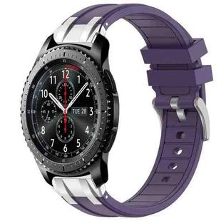 For Samsung Galaxy Gear S3 Frontier 22mm Quick Release Silver Buckle Royal Silicone Watch Band(Purple)