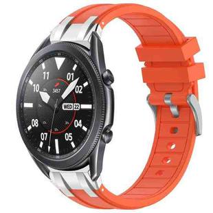 For Samsung Galaxy Watch 3 45mm 22mm Quick Release Silver Buckle Royal Silicone Watch Band(Orange)