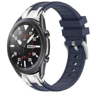 For Samsung Galaxy Watch 3 45mm 22mm Quick Release Silver Buckle Royal Silicone Watch Band(Navy Blue)