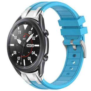 For Samsung Galaxy Watch 3 45mm 22mm Quick Release Silver Buckle Royal Silicone Watch Band(Sky Blue)