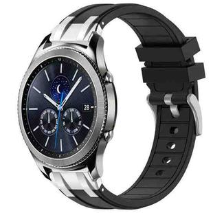 For Samsung Galaxy Gear S3 Classic 22mm Quick Release Silver Buckle Royal Silicone Watch Band(Black)