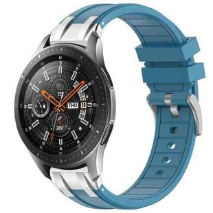 For Samsung Galaxy Watch 46mm 22mm Quick Release Silver Buckle Royal Silicone Watch Band(Sea Blue)