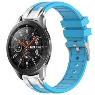 For Samsung Galaxy Watch 46mm 22mm Quick Release Silver Buckle Royal Silicone Watch Band(Sky Blue)