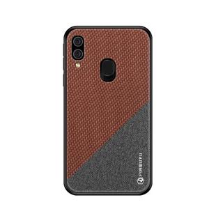 PINWUYO Honors Series Shockproof PC + TPU Protective Case for Galaxy A40(Brown)