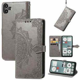 For Nothing CMF Phone 1 Mandala Flower Embossed Leather Phone Case(Gray)