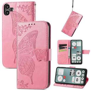 For Nothing CMF Phone 1 Butterfly Love Flower Embossed Leather Phone Case(Pink)