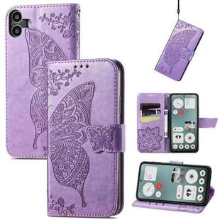 For Nothing CMF Phone 1 Butterfly Love Flower Embossed Leather Phone Case(Light Purple)