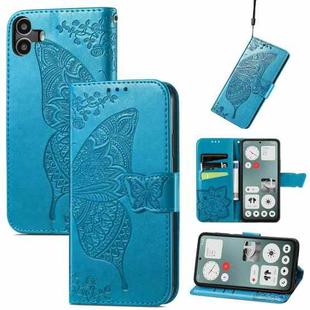 For Nothing CMF Phone 1 Butterfly Love Flower Embossed Leather Phone Case(Blue)