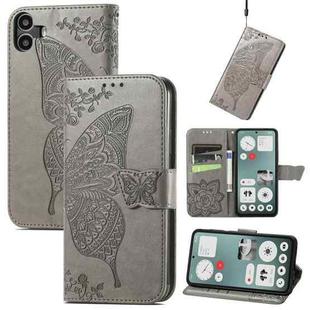 For Nothing CMF Phone 1 Butterfly Love Flower Embossed Leather Phone Case(Gray)