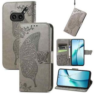 For Nothing Phone 2a Plus Butterfly Love Flower Embossed Leather Phone Case(Gray)