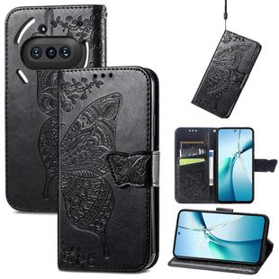 For Nothing Phone 3a Butterfly Love Flower Embossed Leather Phone Case(Black)