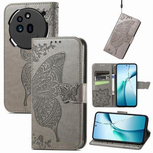 For Nothing Phone 3a Pro Butterfly Love Flower Embossed Leather Phone Case(Gray)