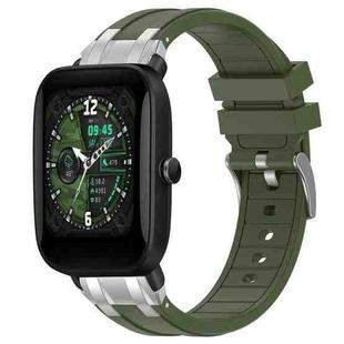 For Amazfit Bip U Quick Release Silver Buckle 20mm Royal Silicone Watch Band(Olive Green)