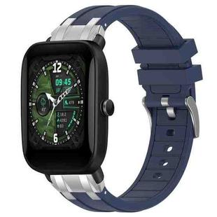 For Amazfit Bip U Quick Release Silver Buckle 20mm Royal Silicone Watch Band(Navy Blue)