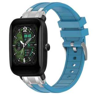 For Amazfit Bip U Quick Release Silver Buckle 20mm Royal Silicone Watch Band(Sea Blue)