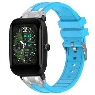 For Amazfit Bip U Quick Release Silver Buckle 20mm Royal Silicone Watch Band(Sky Blue)