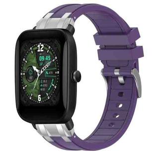 For Amazfit Bip U Quick Release Silver Buckle 20mm Royal Silicone Watch Band(Purple)