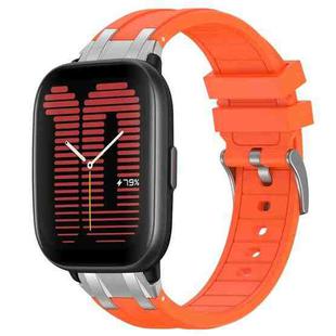 For Amazfit Active Quick Release Silver Buckle 20mm Royal Silicone Watch Band(Orange)