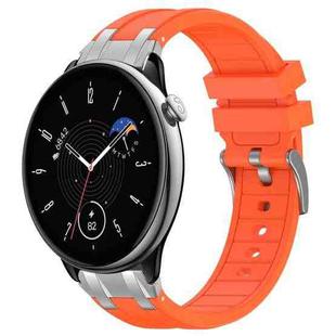 For Amazfit GTR Mini Quick Release Silver Buckle 20mm Royal Silicone Watch Band(Orange)