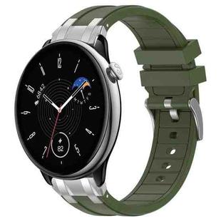 For Amazfit GTR Mini Quick Release Silver Buckle 20mm Royal Silicone Watch Band(Olive Green)