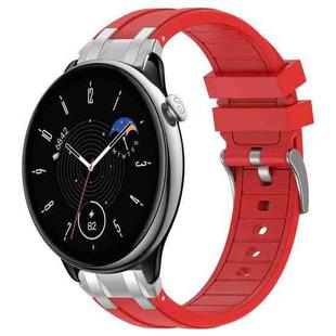 For Amazfit GTR Mini Quick Release Silver Buckle 20mm Royal Silicone Watch Band(Red)