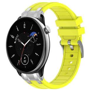 For Amazfit GTR Mini Quick Release Silver Buckle 20mm Royal Silicone Watch Band(Vital Yellow)