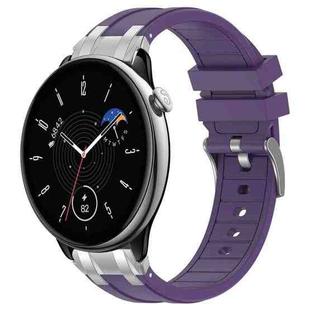 For Amazfit GTR Mini Quick Release Silver Buckle 20mm Royal Silicone Watch Band(Purple)
