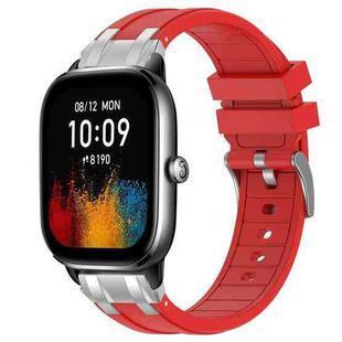 For Amazfit GTS4 Mini Quick Release Silver Buckle 20mm Royal Silicone Watch Band(Red)