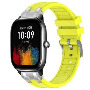 For Amazfit GTS4 Mini Quick Release Silver Buckle 20mm Royal Silicone Watch Band(Vital Yellow)