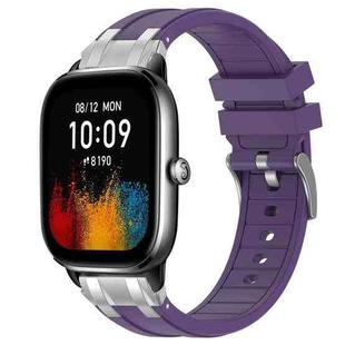 For Amazfit GTS4 Mini Quick Release Silver Buckle 20mm Royal Silicone Watch Band(Purple)