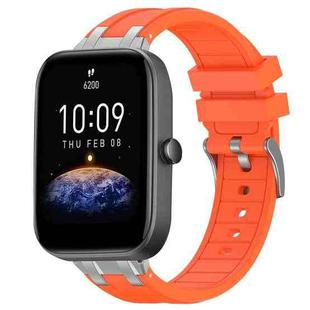 For Amazfit Bip3 Quick Release Silver Buckle 20mm Royal Silicone Watch Band(Orange)