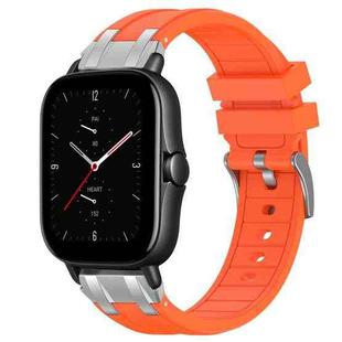 For Amazfit GTS 2e Quick Release Silver Buckle 20mm Royal Silicone Watch Band(Orange)