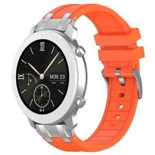 For Amazfit Pop Quick Release Silver Buckle 20mm Royal Silicone Watch Band(Orange)