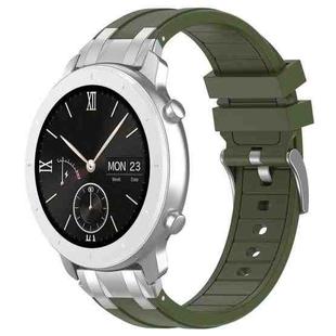 For Amazfit Pop Quick Release Silver Buckle 20mm Royal Silicone Watch Band(Olive Green)