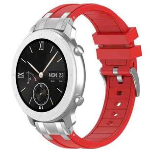 For Amazfit Pop Quick Release Silver Buckle 20mm Royal Silicone Watch Band(Red)